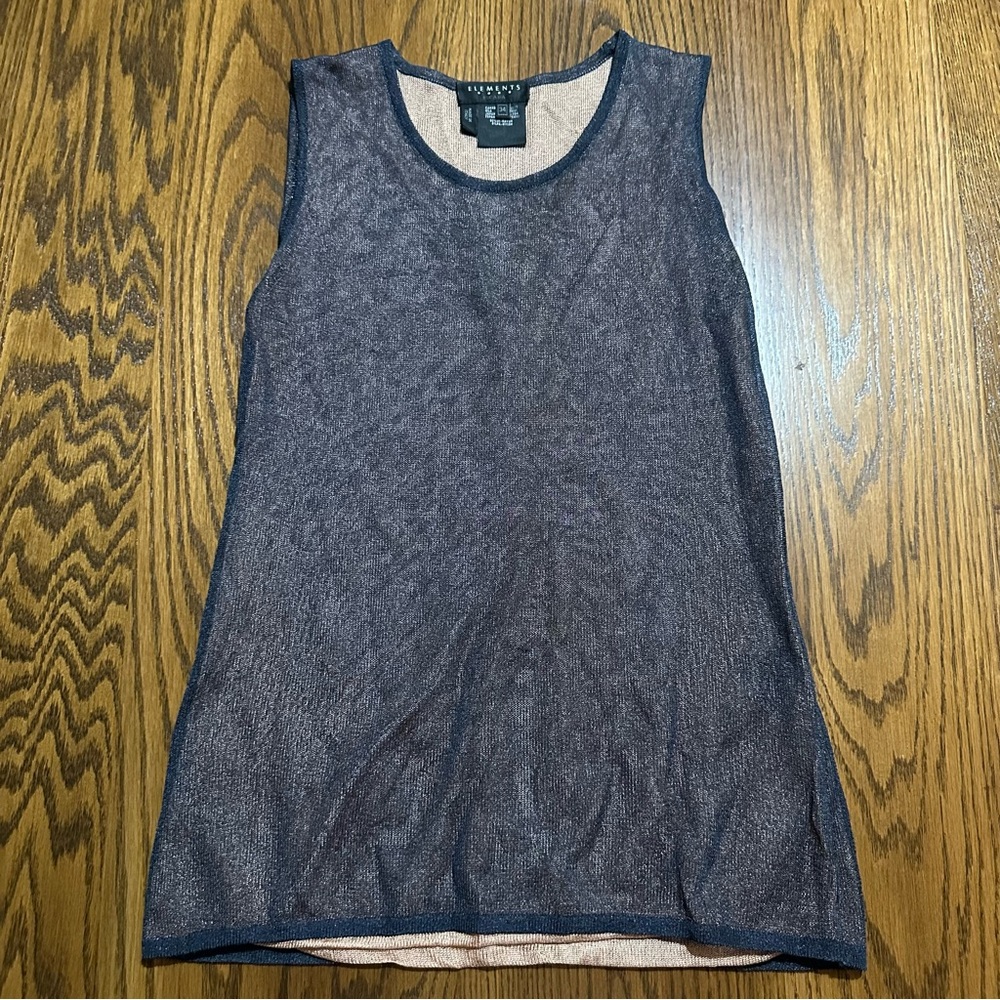ELEMENTS by ESCADA knit sleeveless top.‎ Sheer & nude underneath. Italian luxury